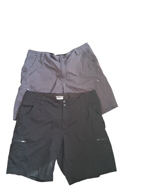 L.L. BEAN hiking shorts black grey 2 pairs camping walking lightweight nylon 16